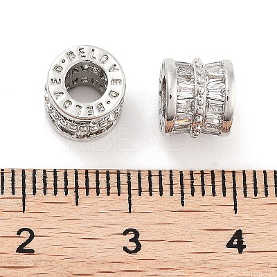 Brass Micro Pave Clear Cubic Zirconia European Beads KK-P271-43P-B-1
