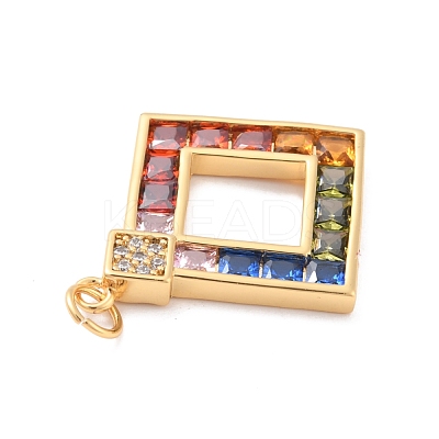 Eco-Friendly Brass Micro Pave Cubic Zirconia and Glass with Enamel Pendants KK-K268-30G-1