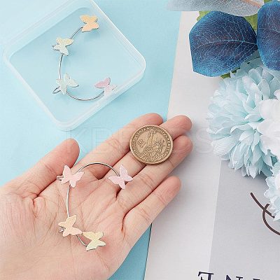 2Pcs 2 Styles Bling Butterfly Cuff Earrings EJEW-SC0001-26A-1