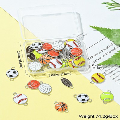 40Pcs 8 Styles Sports Theme Alloy Enamel Connector Charms ENAM-CJ0005-90-1