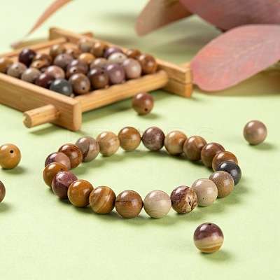 100Pcs 8mm Natural Mookaite Round Beads DIY-LS0002-57-1