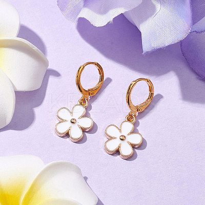 Flower Alloy Enamel Leverback Earrings & Pendant Necklaces Sets SJEW-JS01298-1