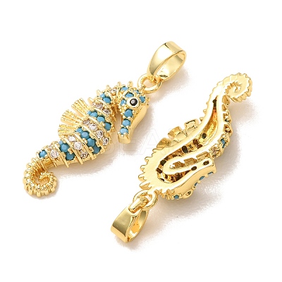 Brass Micro Pave Deep Sky Blue Cubic Zirconia Pendants CU-CBA9AB3-39G-1
