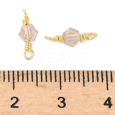 Glass Faceted Hexagon Connector Charms KK-C097-07G-01-1
