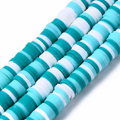 Handmade Polymer Clay Beads Strands CLAY-R089-6mm-085-1
