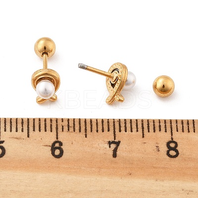 304 Stainless Steel Imitation Pearl Stud Earrings STAS-E502-03G-1