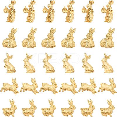 60Pcs 5 Style Easter Theme Rabbit Alloy Small Handmade Cabochons FIND-OC0001-50-1