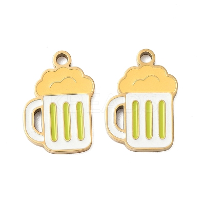 304 Stainless Steel Enamel Pendants X1-STAS-G360-04G-09-1