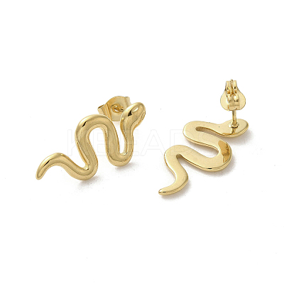 304 Stainless Steel Snake Stud Earrings for Women EJEW-A035-01G-1