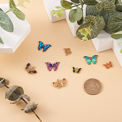 30Pcs 15 Style Light Gold Alloy Enamel Pendants ENAM-CW0001-16-1