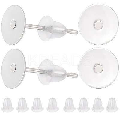 1600Pcs 2 Styles  304 Stainless Steel Flat Round Blank Peg Stud Earring Findings FIND-BBC0003-53A-1