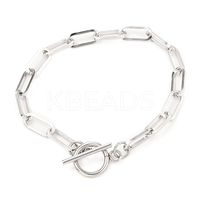 Tarnish Resistant Unisex 304 Stainless Steel Paperclip Chain Bracelets LS-BJEW-H541-03A-P-1