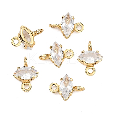 SHEGRACE Brass Pave Cubic Zirconia Horse Eye Connector Charms XGRQ2O424-436A-G-1