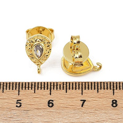 Brass Micro Pave Clear Cubic Zirconia Stud Earring Findings KK-S530-01G-1