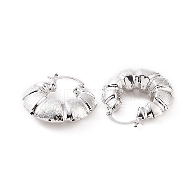 Brass Croissant Thick Hoop Earrings for Women EJEW-F303-06P-1