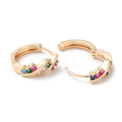 Rack Plating Brass Micro Pave Colorful Cubic Zirconia Hoop Earrings LS-EJEW-P238-21KCG-1