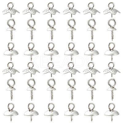 45Pcs 3 Styles Stainless Steel Cup Pearl Peg Bails Pin Pendants STAS-YW0003-09-1
