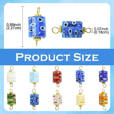 30Pcs Handmade Millefiori Glass Connector Charms PALLOY-YW00113-1