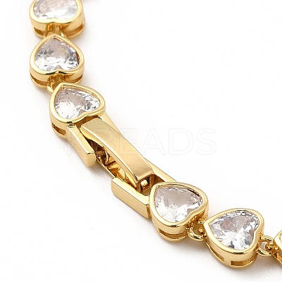 Clear Cubic Zirconia Heart Link Chain Necklace NJEW-E074-06G-1