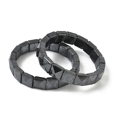 Natural Black Stone Beads Stretch Bracelets for Women Men BJEW-C097-06-12-1