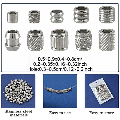 100Pcs 10 Styles Stainless Steel Beads STAS-YW0002-84-1