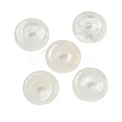 Natural Quartz Crystal Rock Crystal Donut/Pi Disc Charms G-G142-01W-1