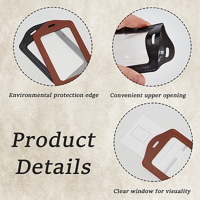 4Pcs 2 Colors Imitation Leather ID Card Holder AJEW-CL0001-09-1