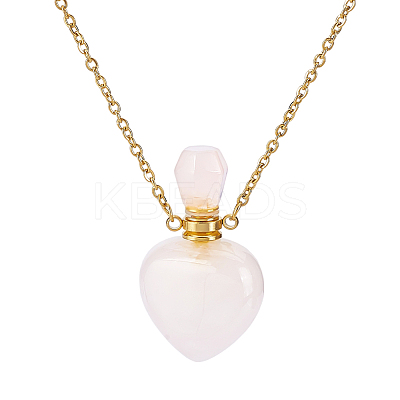 1Pc Natural Rose Quartz Perfume Bottle Necklaces NJEW-PH0001-37A-03-1