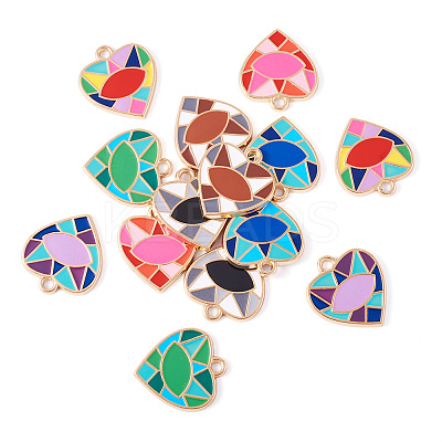 14Pcs 7 Colors Rack Plating Alloy Enamel Pendants ENAM-TA0002-53-1