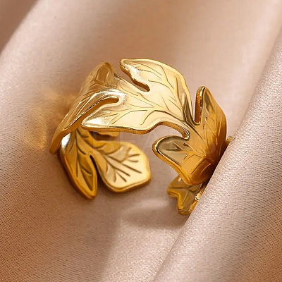 304 Stainless Steel Adjustable Open Cuff Rings for Women LS-RJEW-U060-03C-G-1