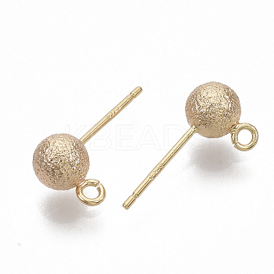 Brass Ball Stud Earring Findings X-KK-T048-010GB-NF-1