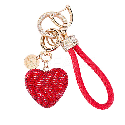 2Pcs 2 Styles PU Leather and Alloy Rhinestone Braided Keychain & Pendant Decorations KEYC-CN0001-11C-1