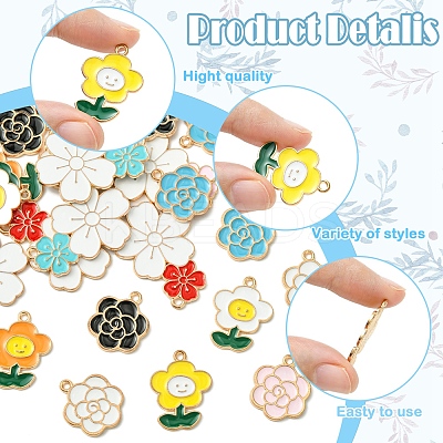 28Pcs 10 Styles Alloy Enamel Pendants ENAM-FS0002-16-1
