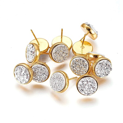 Druzy Resin Earrings KK-E724-S-04G-1