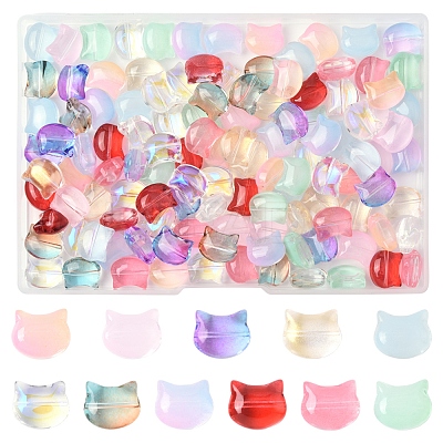 110Pcs 11 Colors Transparent Spray Paint Glass Beads GLAA-FS0002-15-1