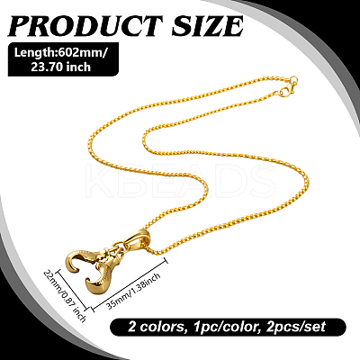 2Pcs 2 Colors Stainless Steel Boxing Glove Pendant Box Chain Necklaces for Men NJEW-HY0001-09B-1