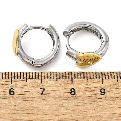 Brass Micro Pave Clear Cubic Zirconia Hoop Earrings EJEW-H158-19B-GP-1