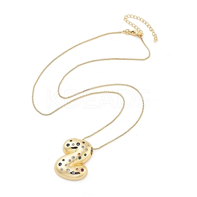 Brass Micro Pave Cubic Zirconia Letter Pendant Necklaces KK-Z069-01G-Z-1