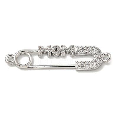 Mother's Day Brass Micro Pave Clear Cubic Zirconia Connector Charms KK-K378-14P-1