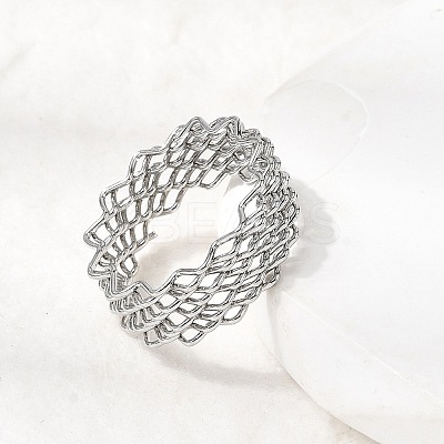 5Pcs 304 Stainless Steel Open Cuff Rings for Women RJEW-K313-02P-1