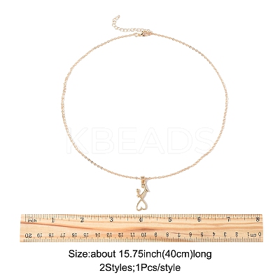 2Pcs 2 Colors Mom Daughter Hand in Hand Family Heart Alloy Pendant Necklaces NJEW-FS0001-10B-1