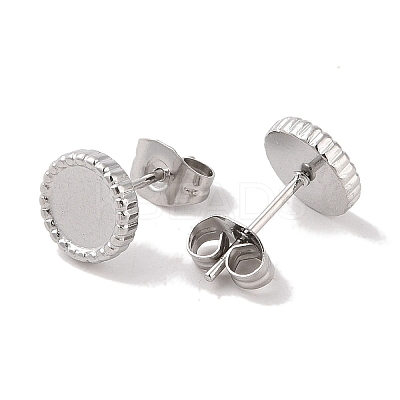 Non-Tarnish 304 Stainless Steel Flat Round Stud Earrings for Women EJEW-G389-02P-1