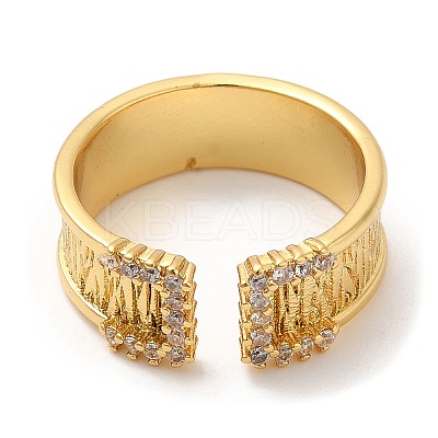 Rack Plating Brass Wide Band Cuff Rings RJEW-D008-12G-1