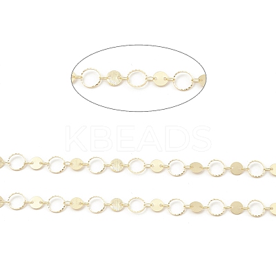 Brass Ring & Flat Round Link Chains CHC-M025-46G-1
