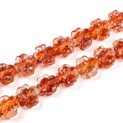 Luminous Handmade Gold Foil Glass Beads Strands FOIL-N029-01C-1