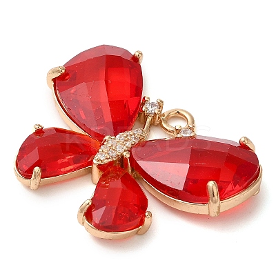 Rack Plating Brass Clear Cubic Zirconia Pendants KK-N255-11G-02-RS-1