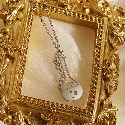 Fashionable 304 Stainless Steel musical instrument pendant necklace for daily wear. FI3248-2-1