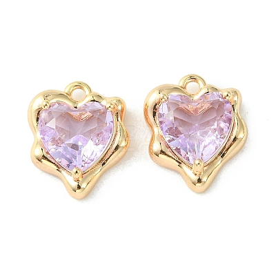 Brass Micro Pave Cubic Zirconia Charms KK-L208-06G-03-1