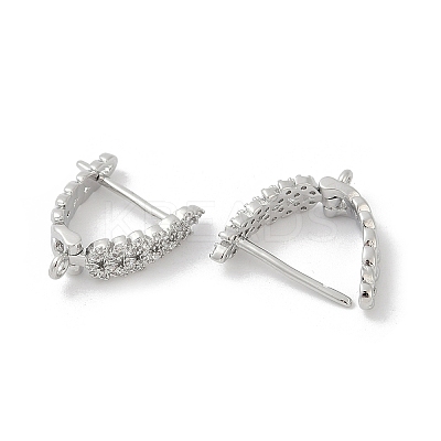 Brass with Cubic Zirconia Stud Earring Findings KK-Q051-02P-1