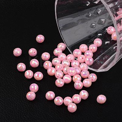 Faceted Colorful Eco-Friendly Poly Styrene Acrylic Round Beads SACR-K001-6mm-44-1